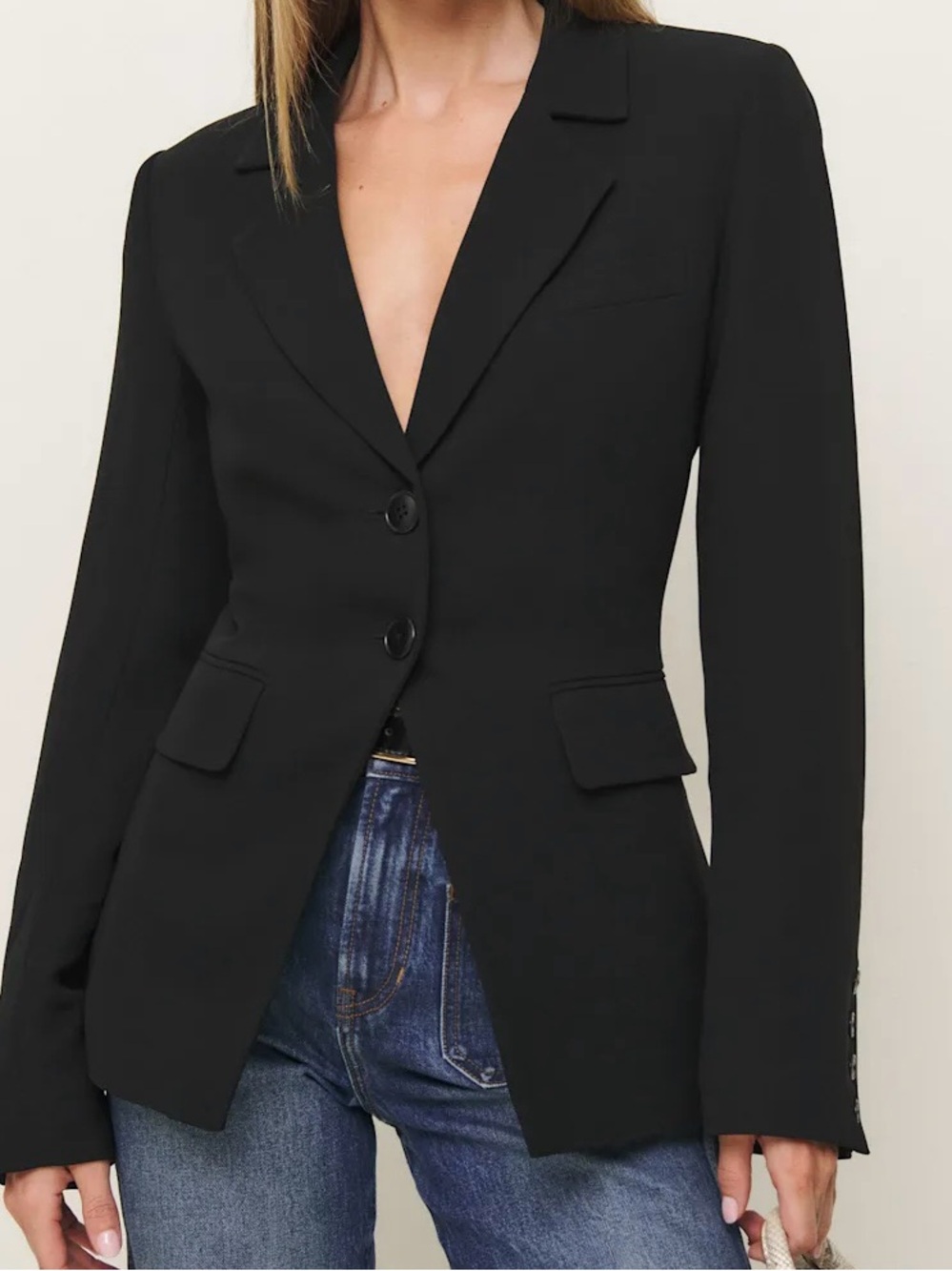 Reformation BONDI Blazer Black (XS) Tailored Single-Breasted Blazer